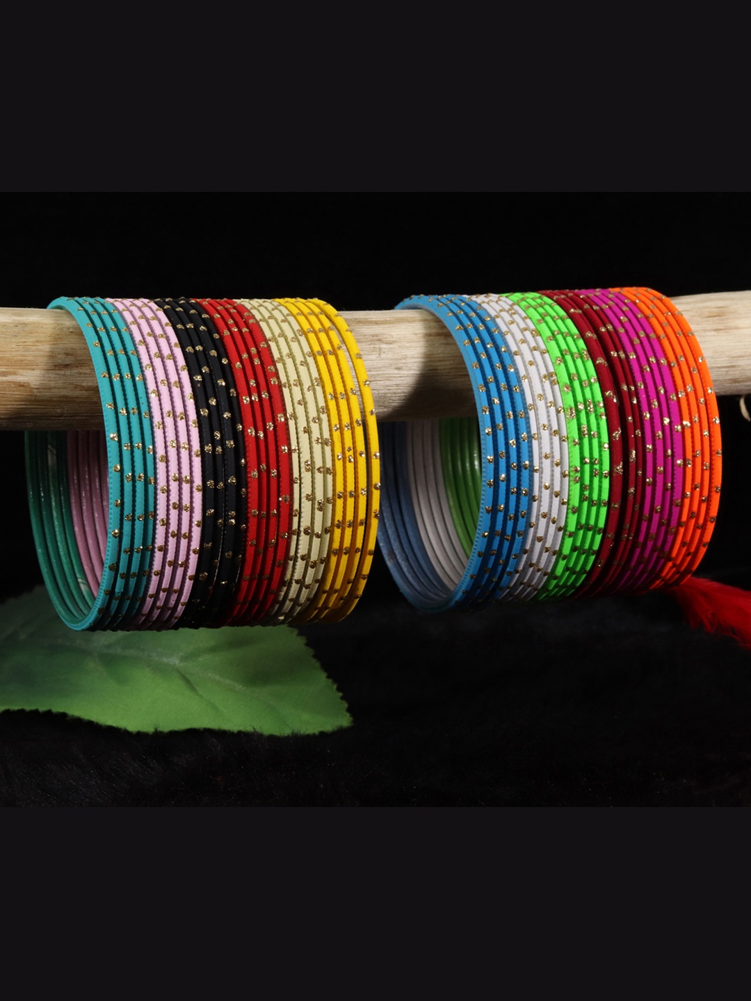 

NMII 48 Pcs Glossy Finished Metal Bangle Set, Red