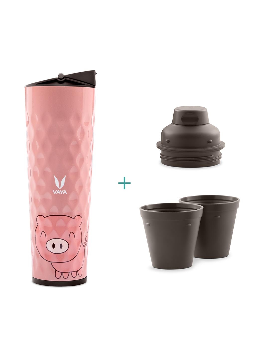 

Vaya Drynk Printed Stainless Steel Sipper Gulper Cup Vacuum Insulated Bottle 600Ml, Pink