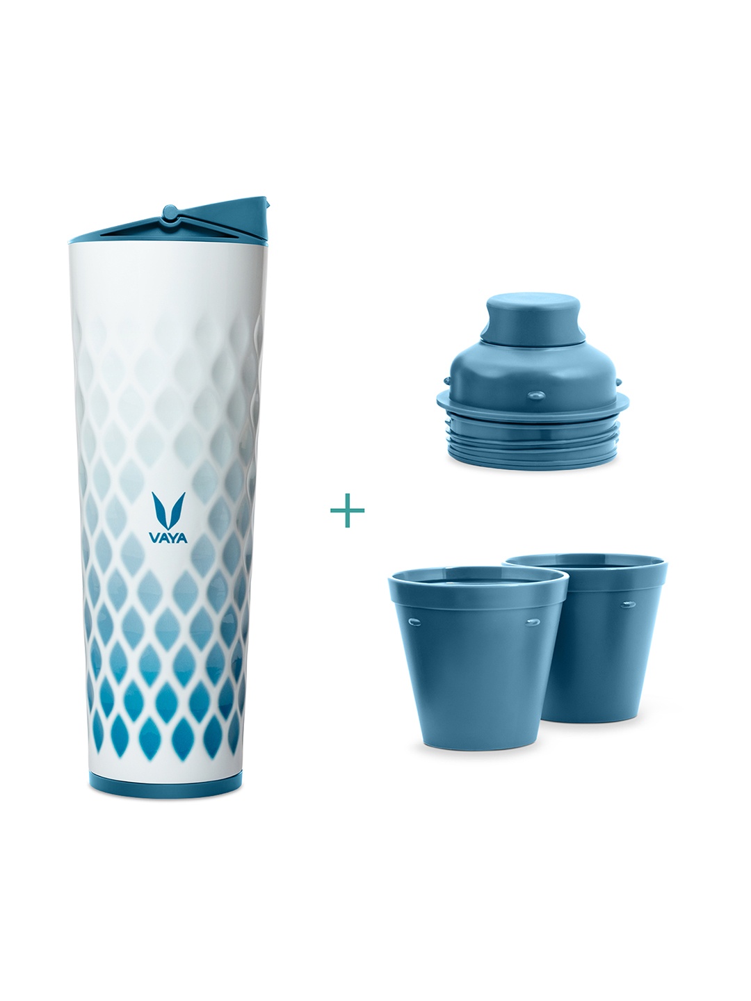 

Vaya Double Wall Vacuum Stainless Steel Sipper with Gulper & Cups 600 ml, White