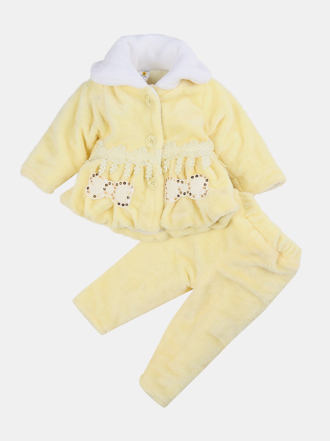

V-Mart Unisex Kids Yellow & White Printed T-shirt with Pyjamas