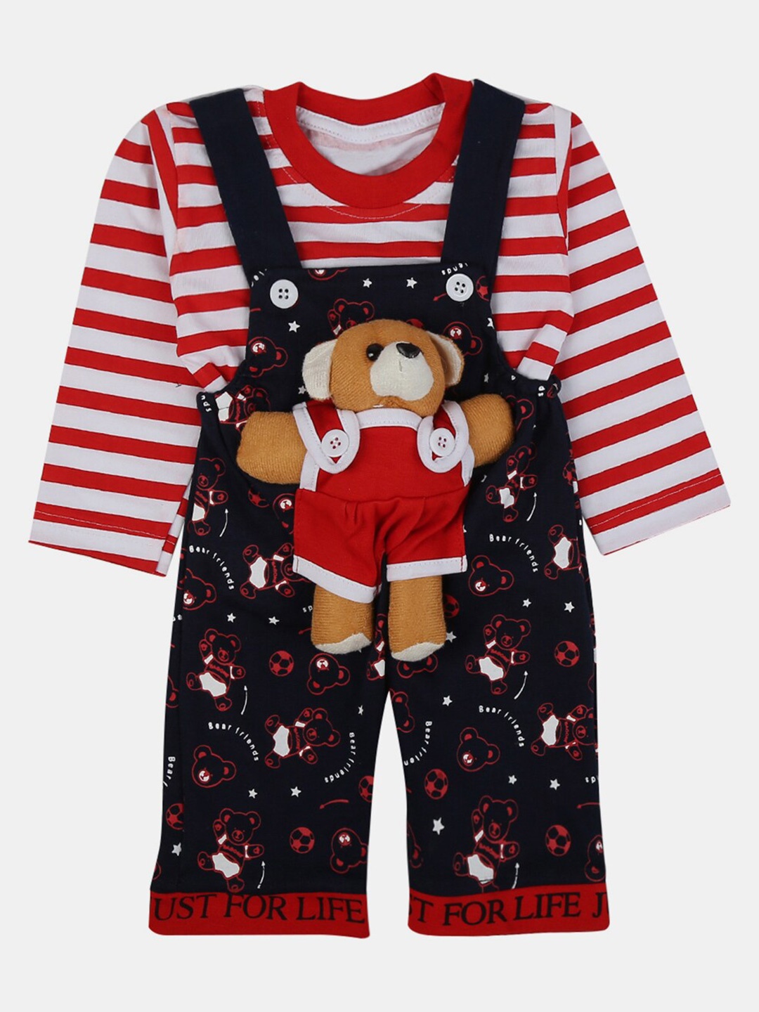 

V-Mart Kids Printed Pure Cotton T-shirt with Pyjamas Clothing Set, Navy blue