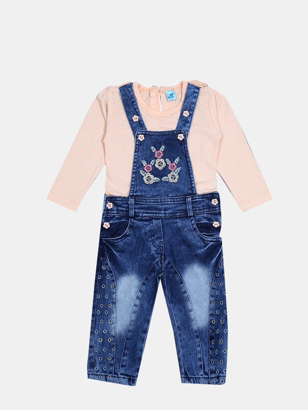 

V-Mart Kids Printed Pure Cotton T-shirt with Trousers, Peach