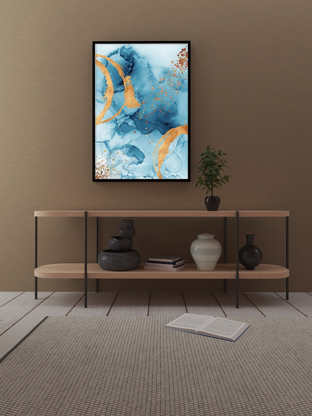 

Art Street Blue & Gold-Toned Rey Watercolored Picture Wall Art