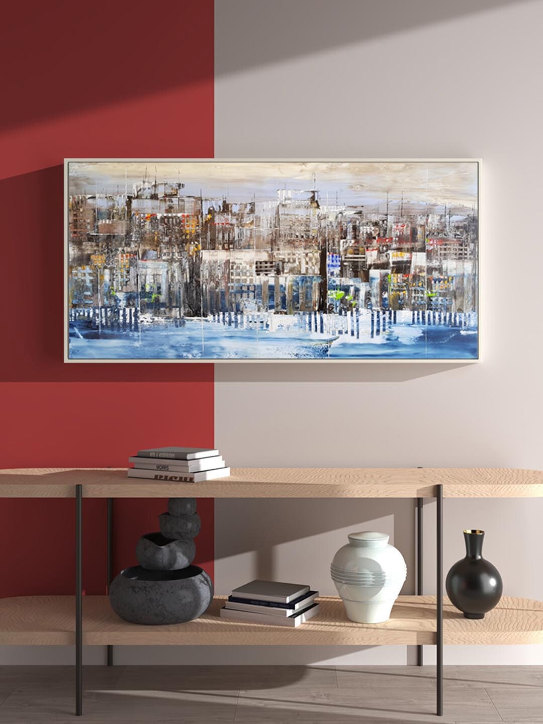 

Art Street White & Blue Art City Digital Wall Art