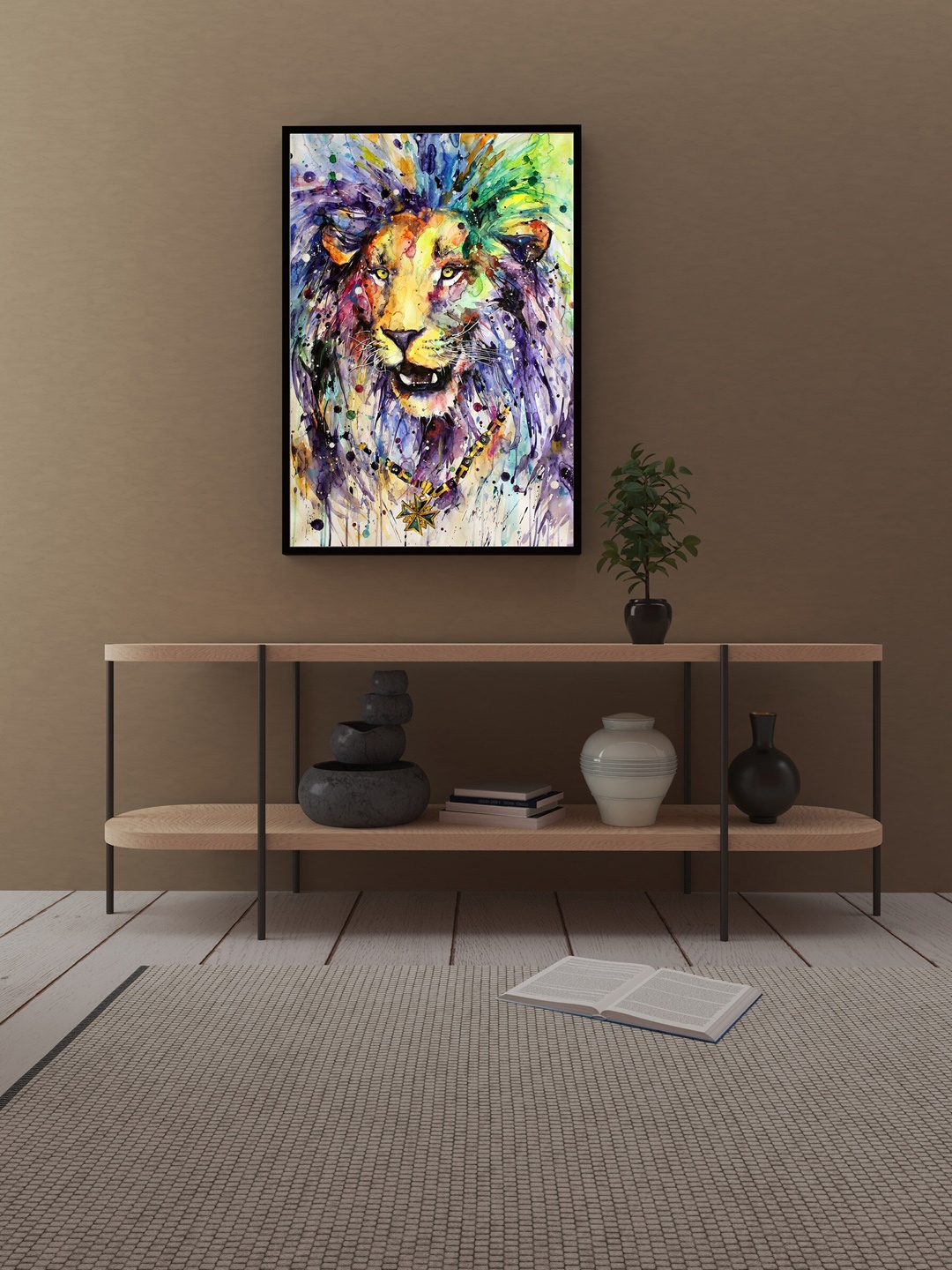 

Art Street Blue & Yellow African Lion Wall Art