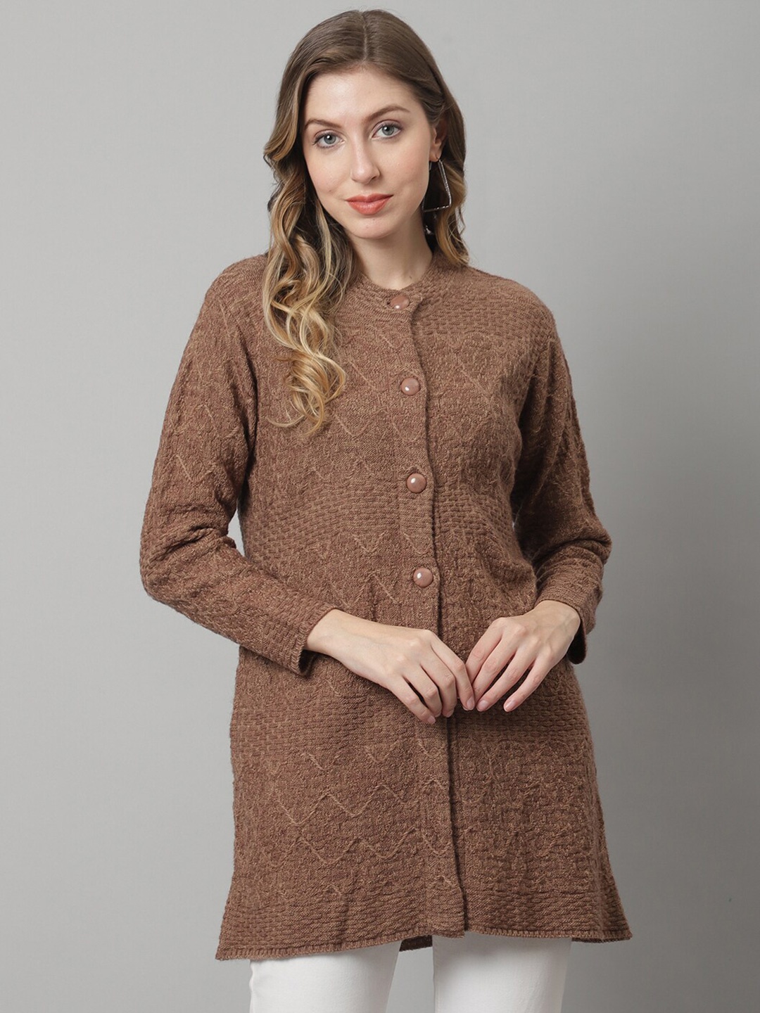 

PERFECT LINE Women Brown Cable Knit Cardigan