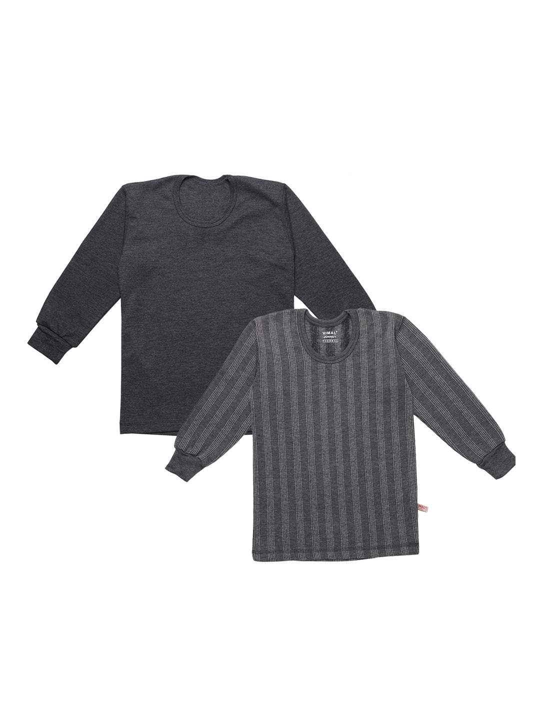 

VIMAL JONNEY Infant Kids Pack Of 2 Cotton Thermal Tops, Grey