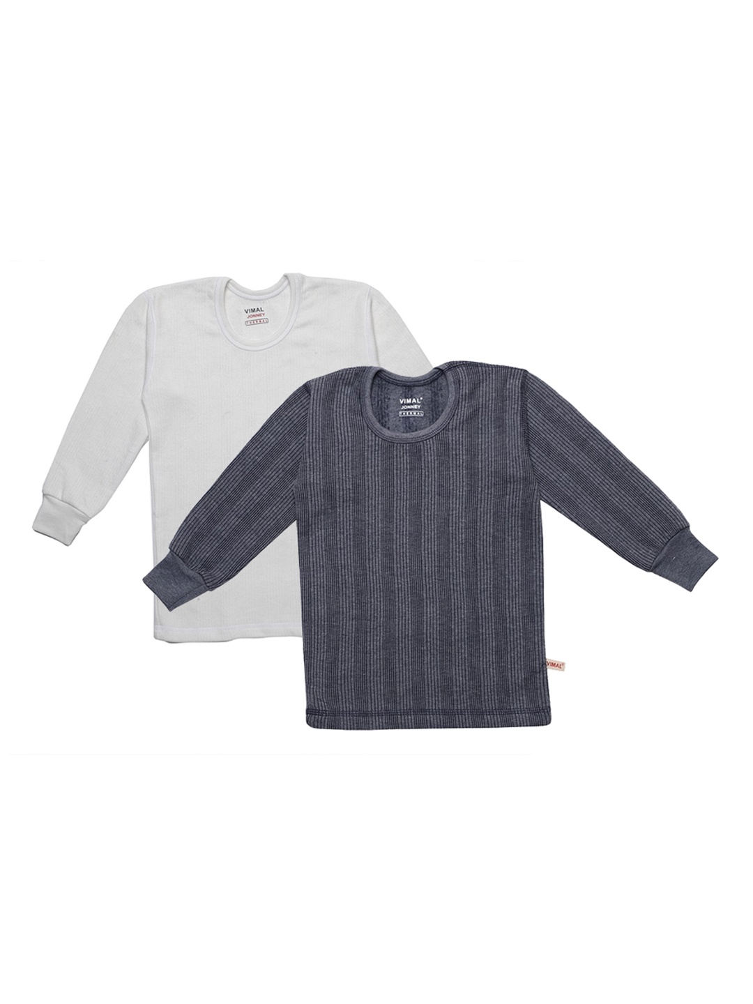 

VIMAL JONNEY Infant Kids Pack Of 2 Cotton Thermal Tops, Grey
