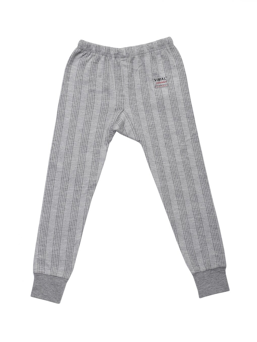

VIMAL JONNEY Kids Striped Cotton Thermal Bottoms, Grey melange