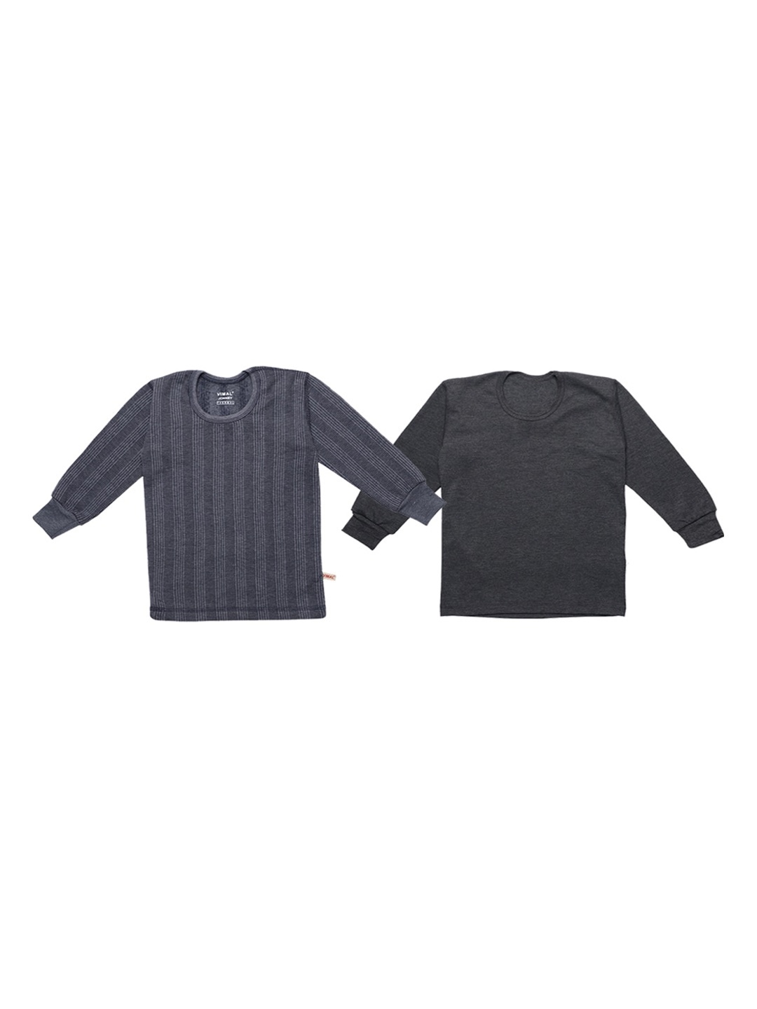 

VIMAL JONNEY Infant Kids Pack Of 2 Cotton Thermal Tops, Grey