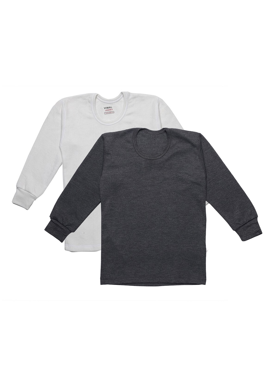 

VIMAL JONNEY Infant Kids Pack Of 2 Cotton Thermal Tops, Grey