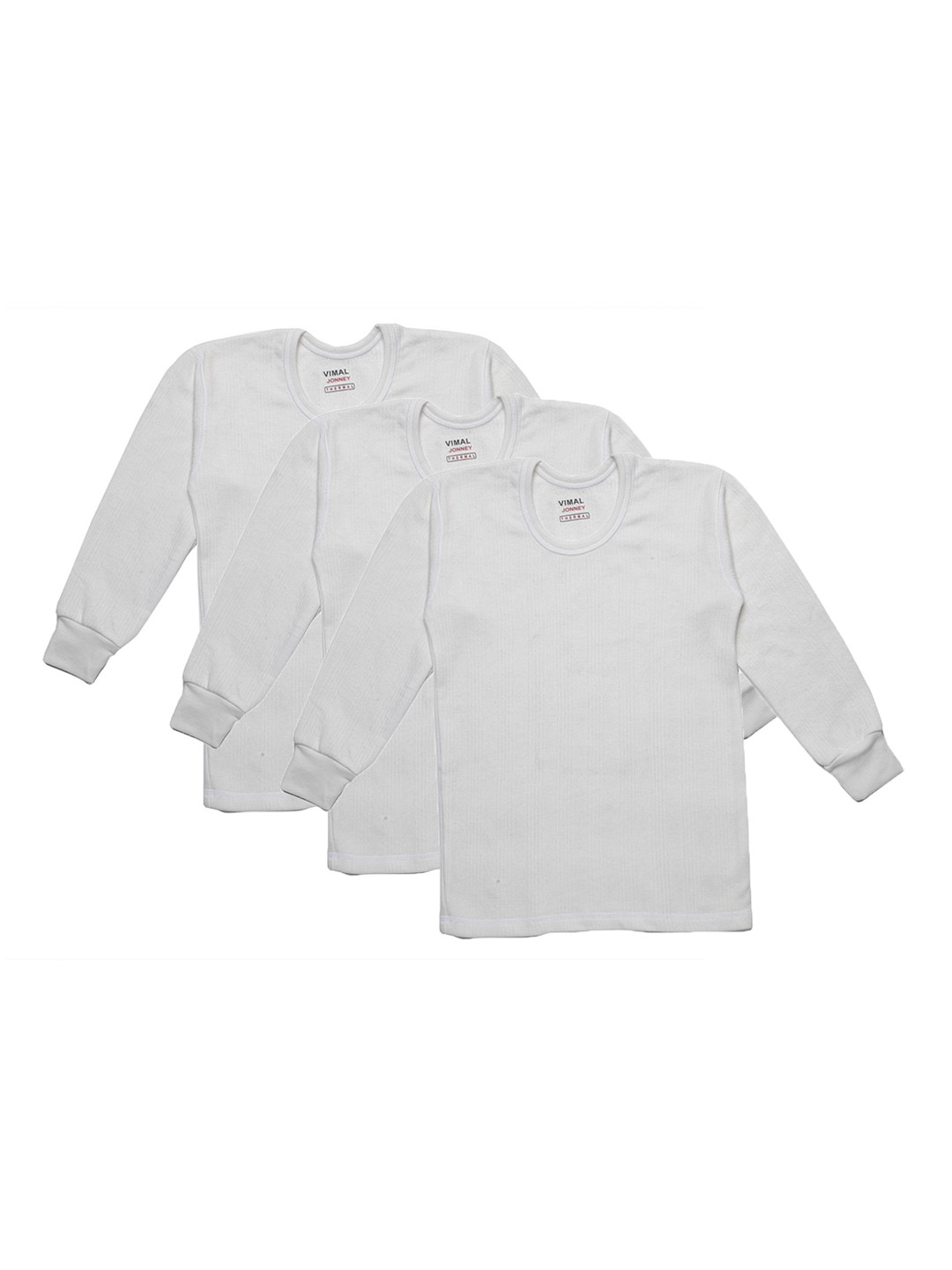 

VIMAL JONNEY Kids Pack Of 3 Striped Cotton Thermal Tops, White