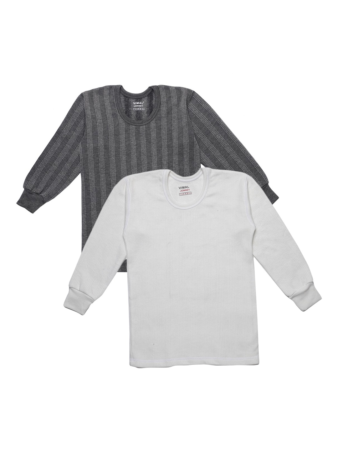 

VIMAL JONNEY Infant Kids Pack Of 2 Striped Cotton Thermal Tops, Black