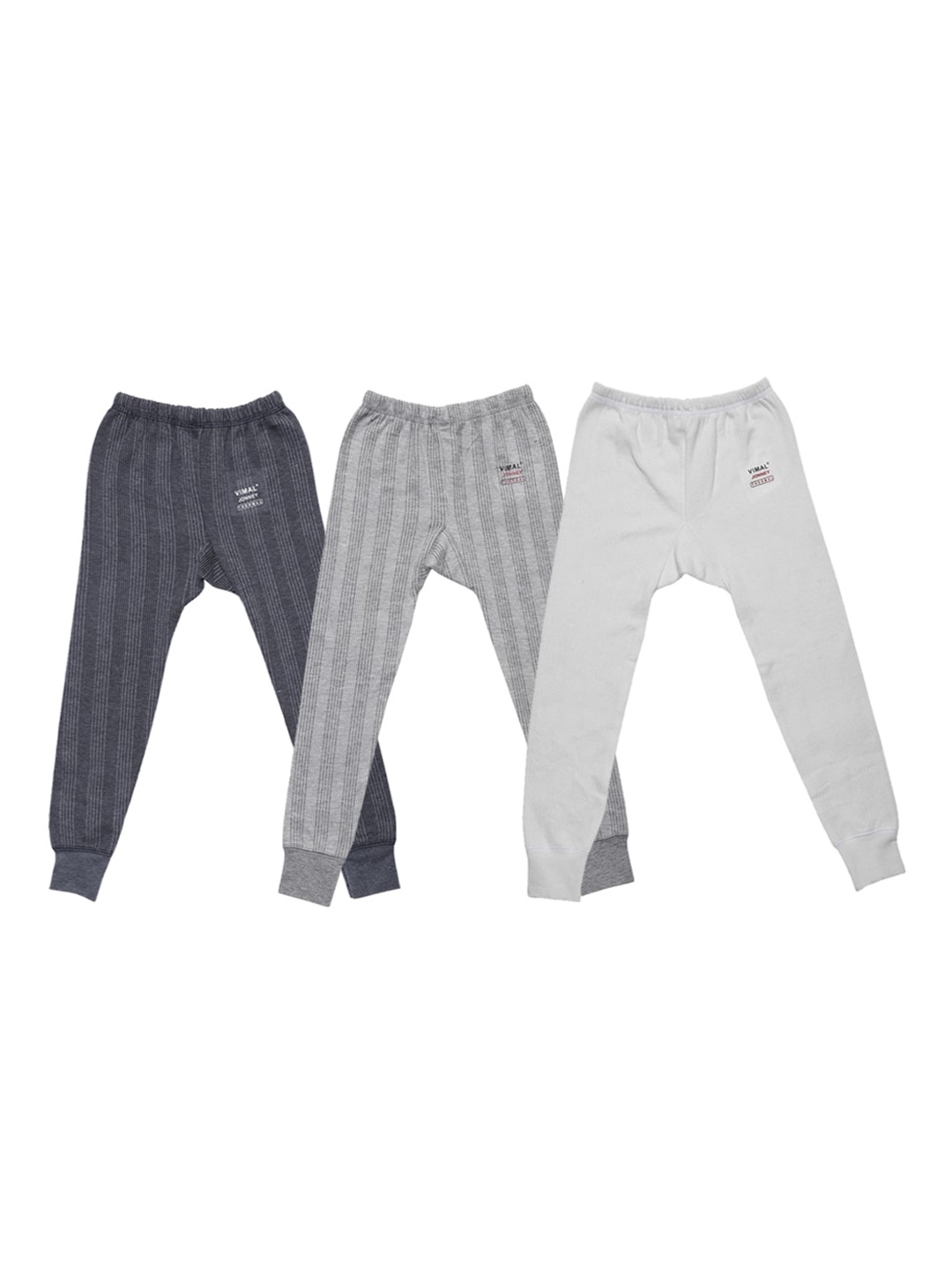 

VIMAL JONNEY Infant Unisex Kids Pack Of 3 Cotton Thermal Bottoms, Grey