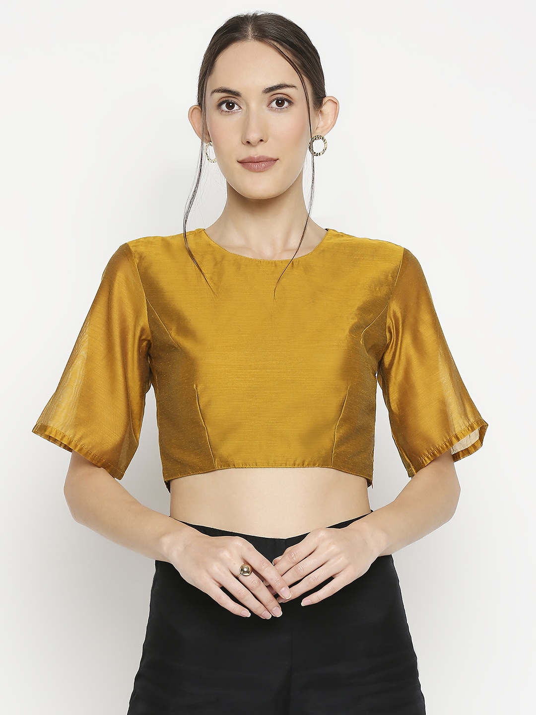 

Desi Weavess Women Saree Blouse, Gold