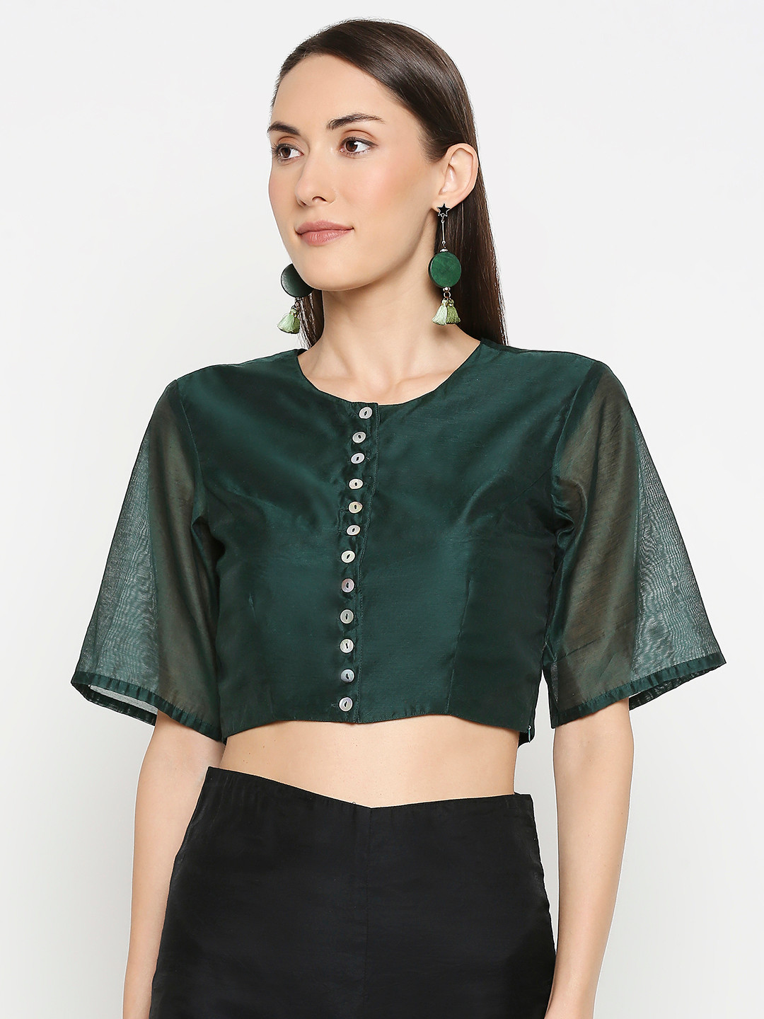 

Desi Weavess Saree Blouse, Green