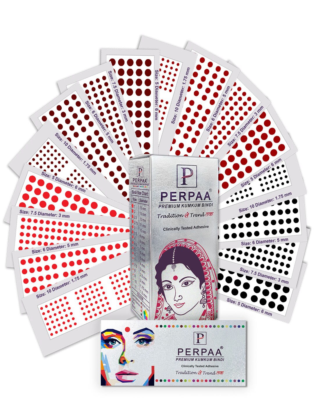 

PERPAA Set of 16 Premium Kumkum Round Velvet Stick On Bindi Book, Black