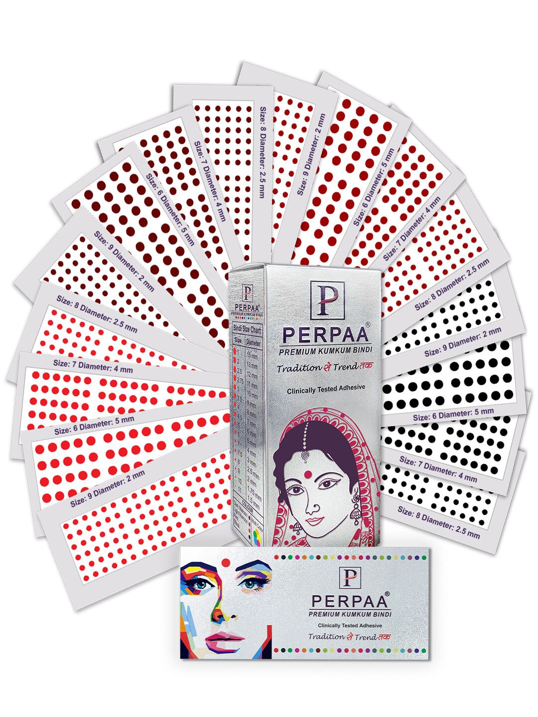 

PERPAA Set of 16 Premium Velvet Sticker Kumkum Bindi Flaps - Red + Maroon + Burgundy + Black