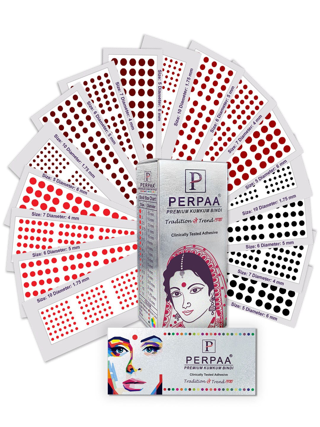 

PERPAA Set of 16 Premium Velvet Sticker Kumkum Bindi Flaps - Red + Maroon + Burgundy + Black