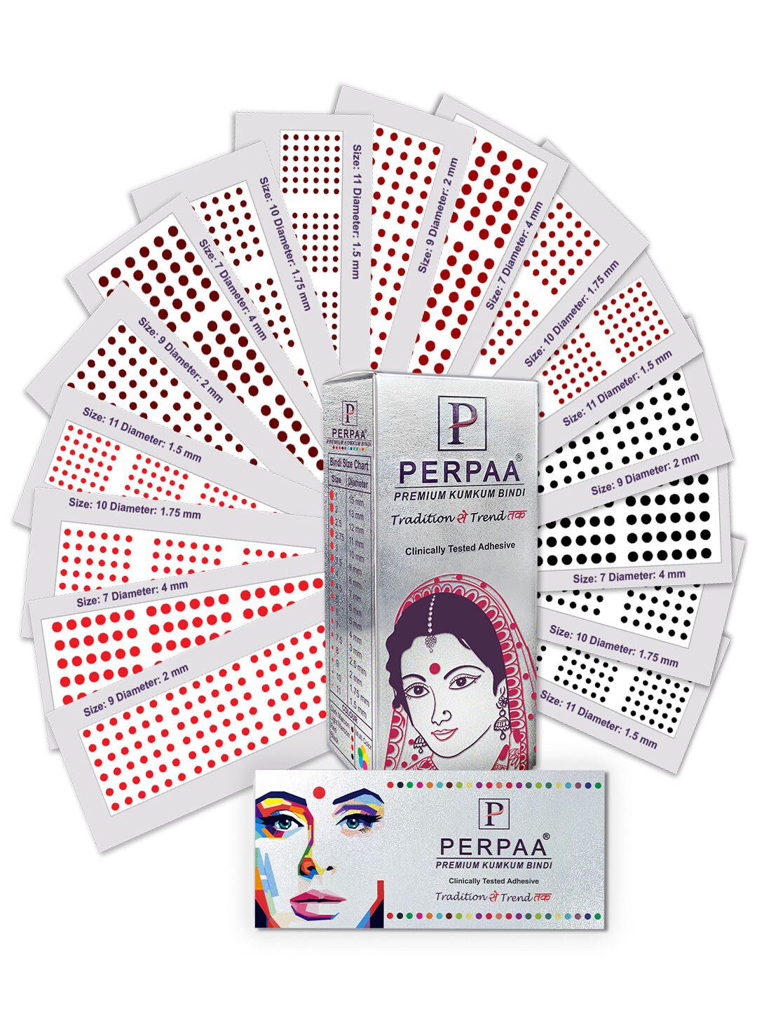 

PERPAA Set of 16 Premium Velvet Sticker Kumkum Bindi Flaps - Red + Maroon + Burgundy + Black