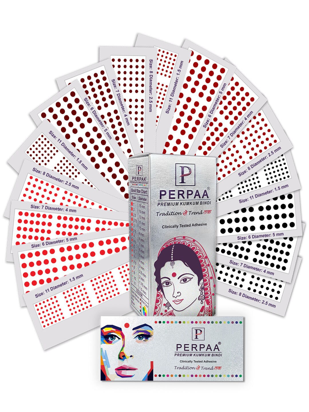 

PERPAA Set of 16 Premium Velvet Sticker Kumkum Bindi Flaps - Red + Maroon + Burgundy + Black
