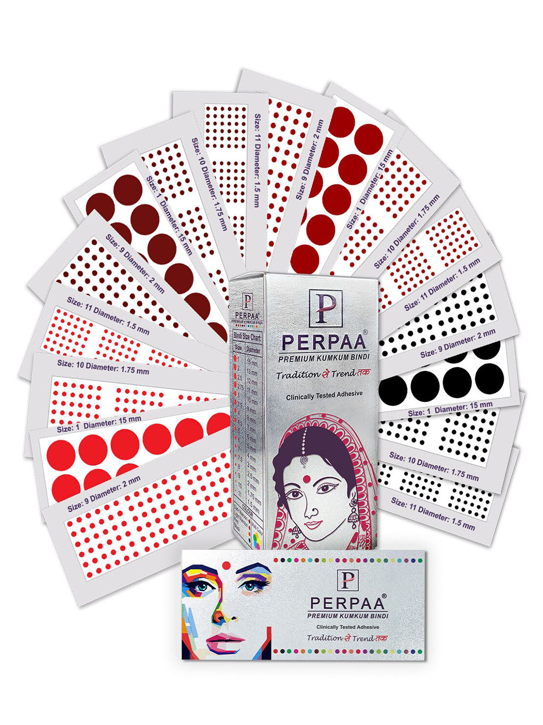 

PERPAA Set of 16 Premium Velvet Sticker Kumkum Bindi Flaps - Red + Maroon + Burgundy + Black