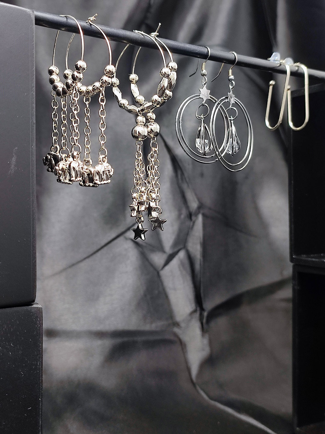 

CRAYTON Set of 4 Classic Drop Earrings, Silver