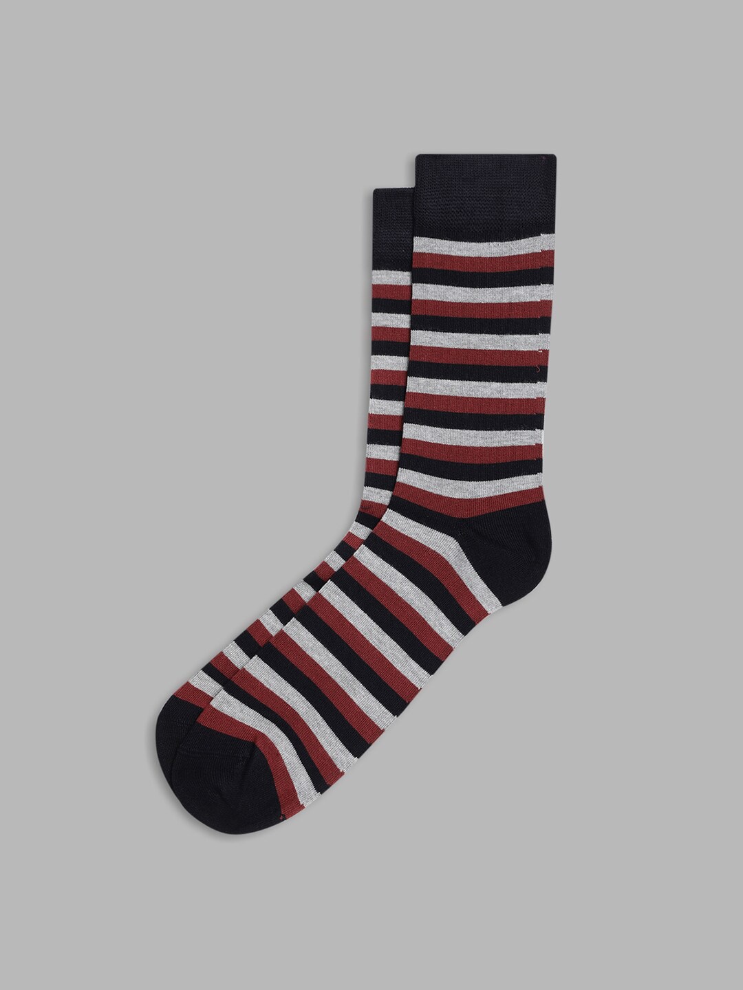 

LINDBERGH Men Striped Calf Length Socks, Red