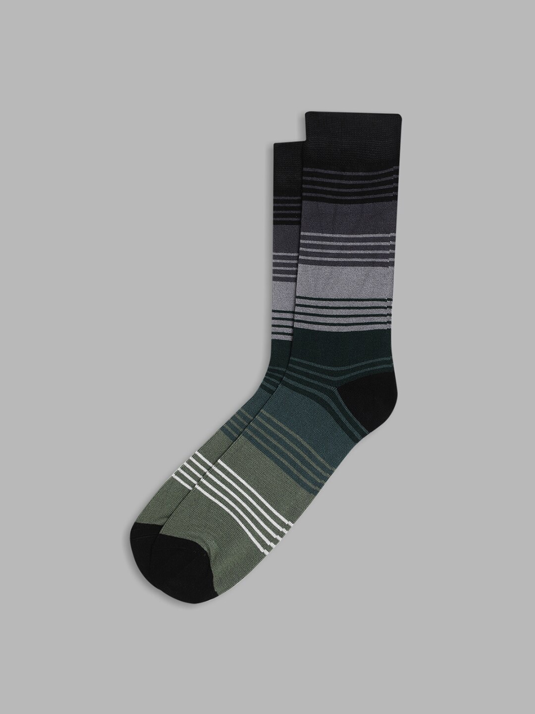 

LINDBERGH Men Striped Calf-Length Socks, Black