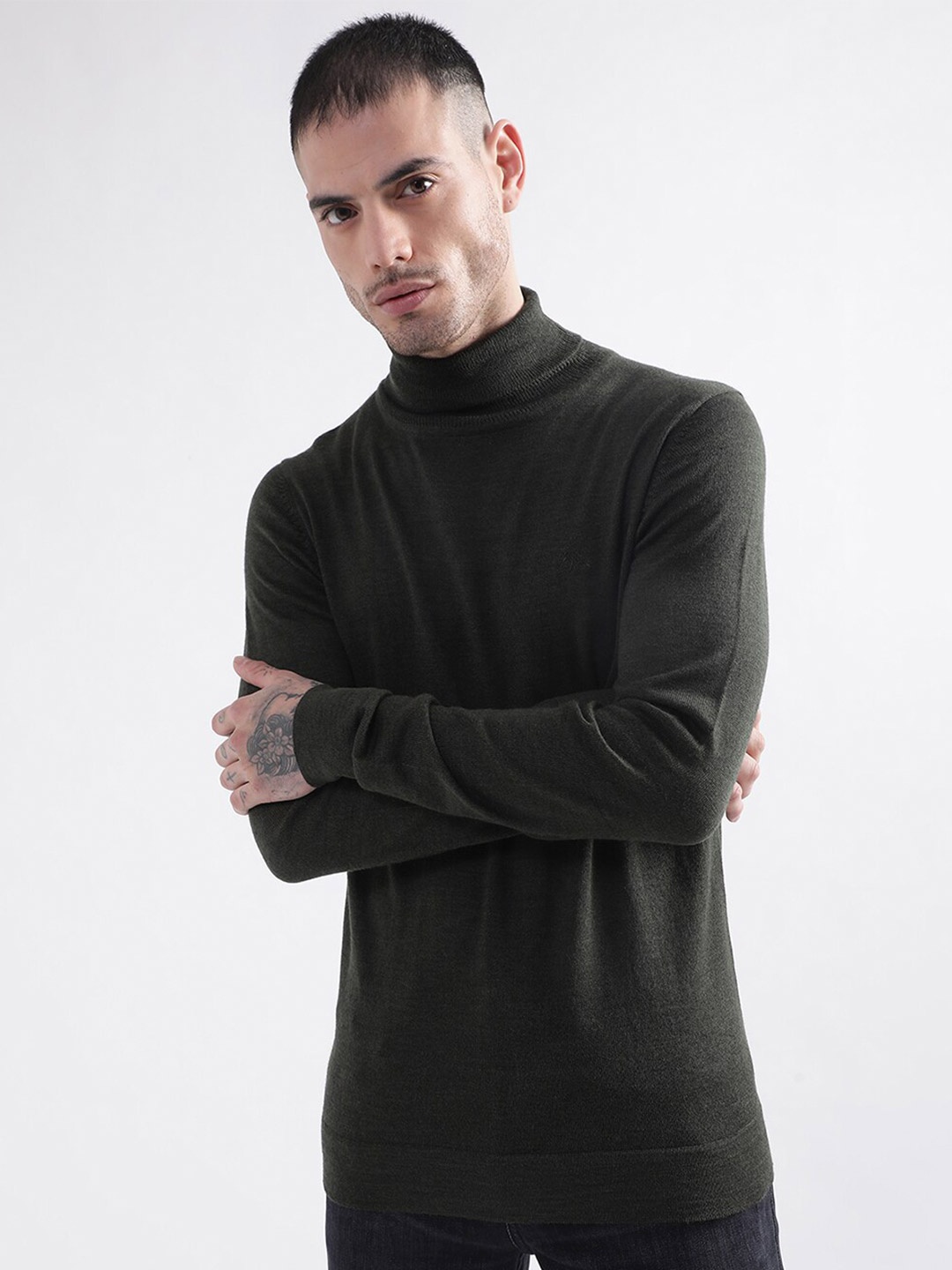

LINDBERGH Men Olive Green Pullover