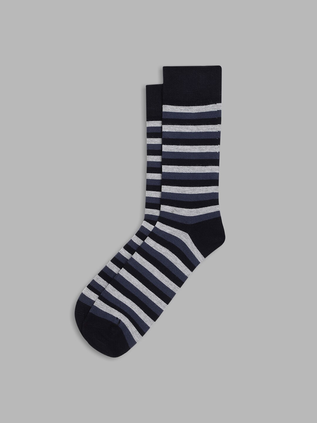 

LINDBERGH Men Striped Calf Length Socks, Blue