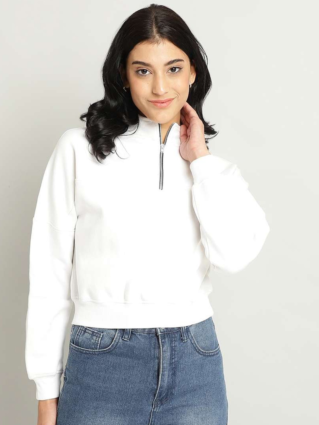 

Xpose Mock Collar Wool Sweatshirt, White
