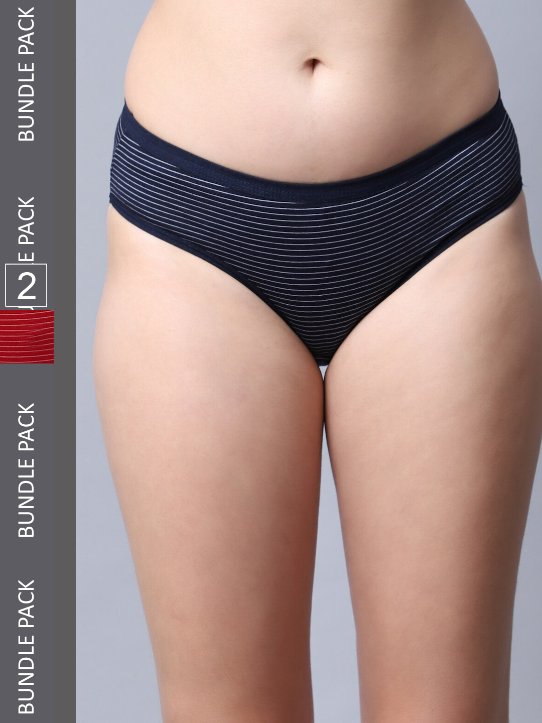 

Jinfo Women Pack Of 2 Striped Cotton Hipster Briefs, Red
