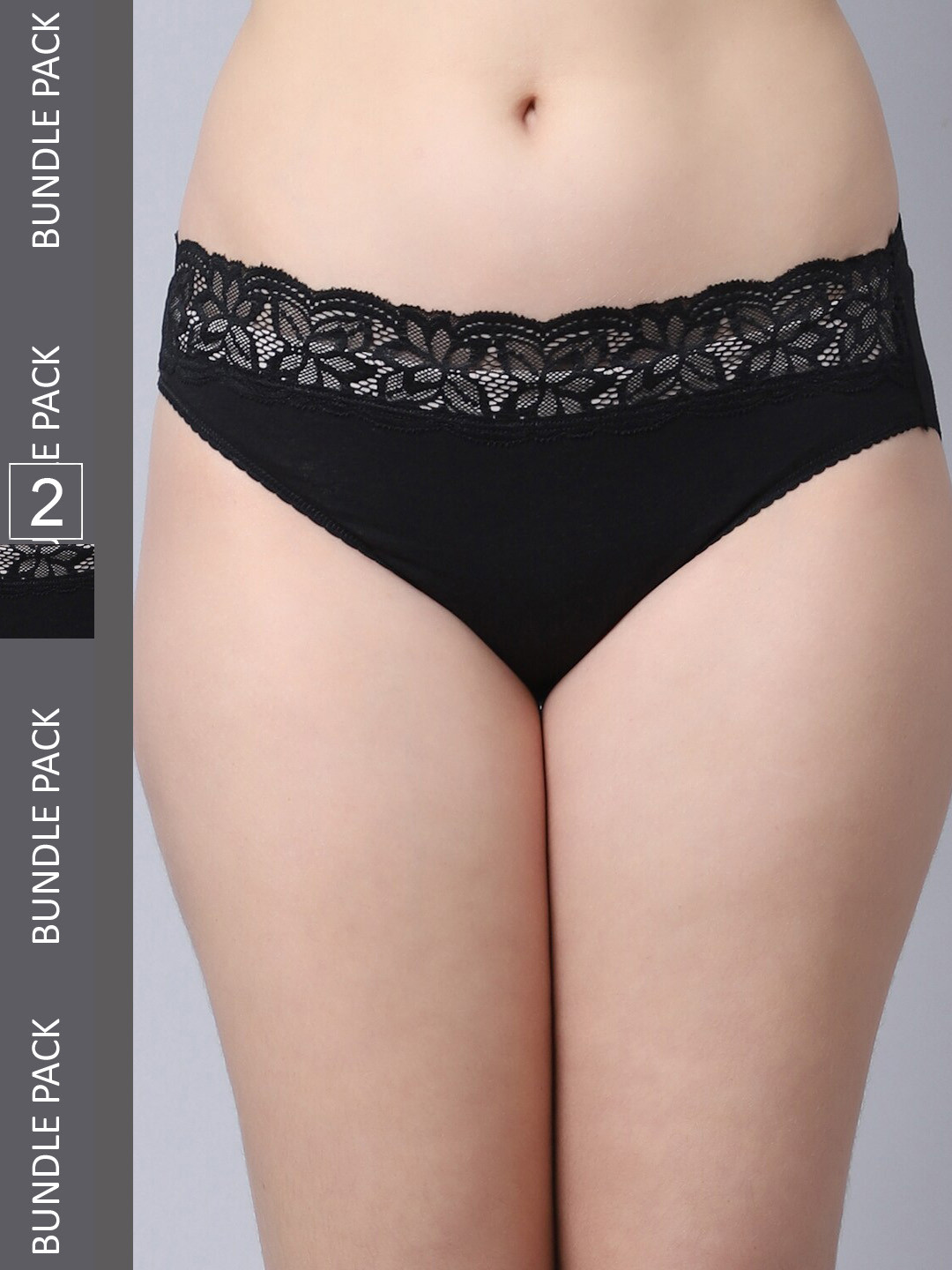 

Jinfo Women Pack Of 2 Hipster Briefs, Black