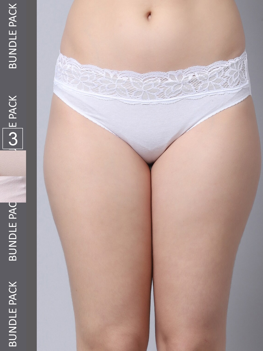 

Jinfo Women Pack Of 3 Hipster Briefs LP04-02-09-10-S, White