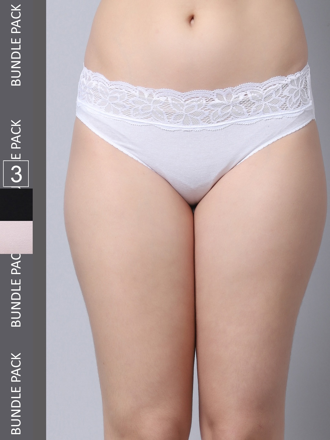 

Jinfo Women Pack Of 3 Cotton Lace Hipster Briefs LP04-01-02-10-S, Black