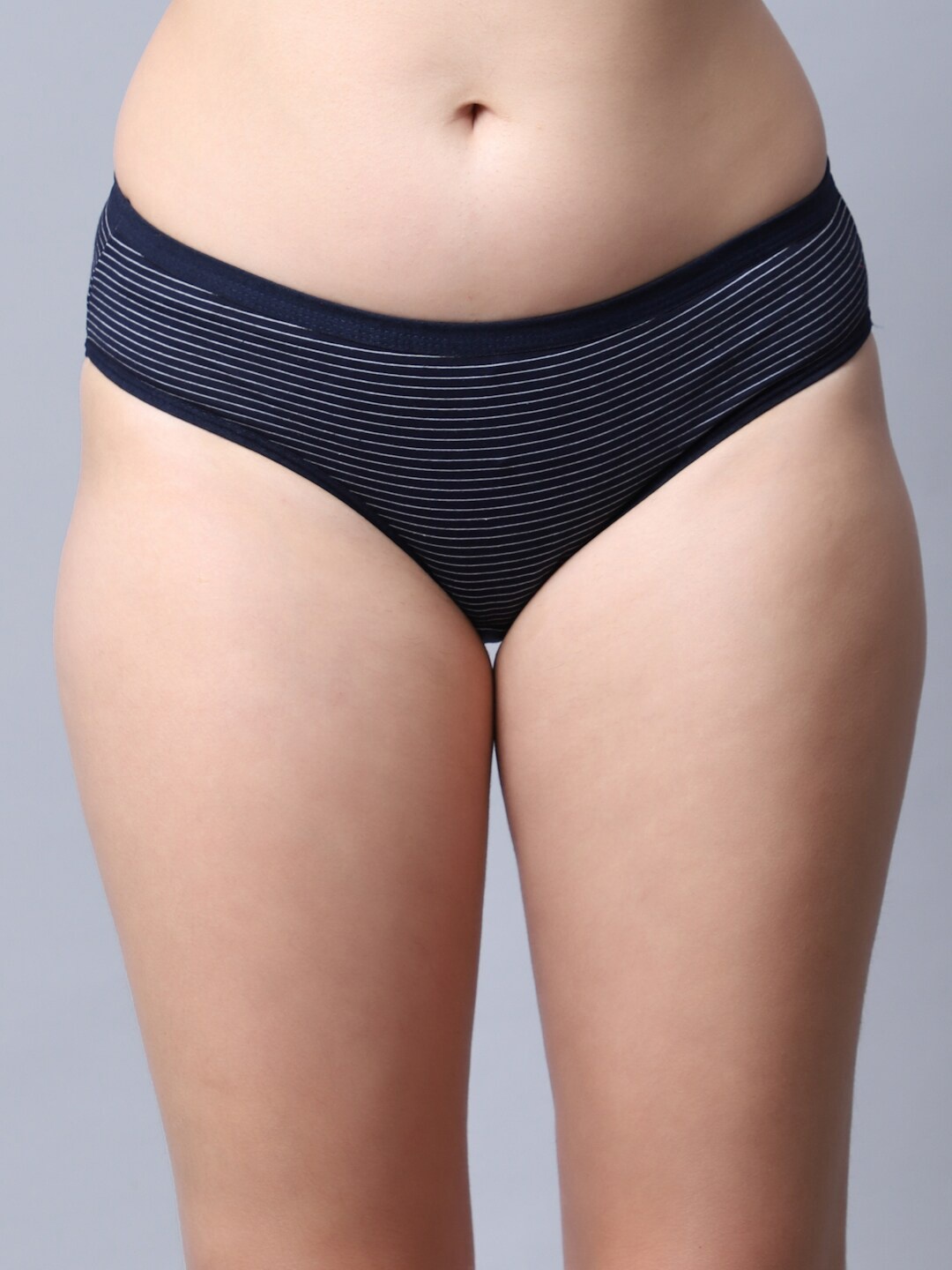 

Jinfo Women Striped Cotton Hipster Briefs LP25-17-S, Navy blue