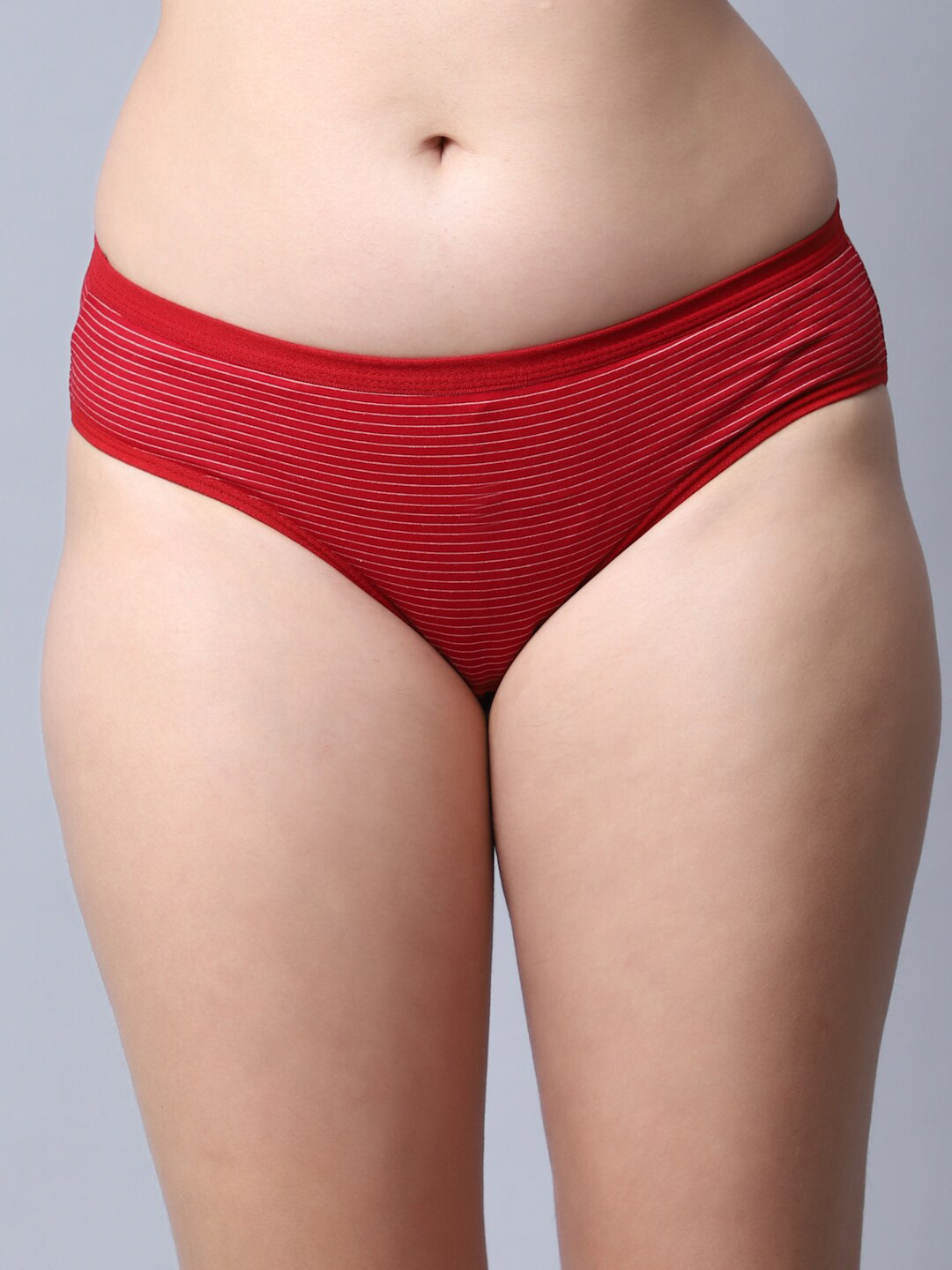 

Jinfo Women Striped Cotton Hipster Briefs LP25-03-S, Red