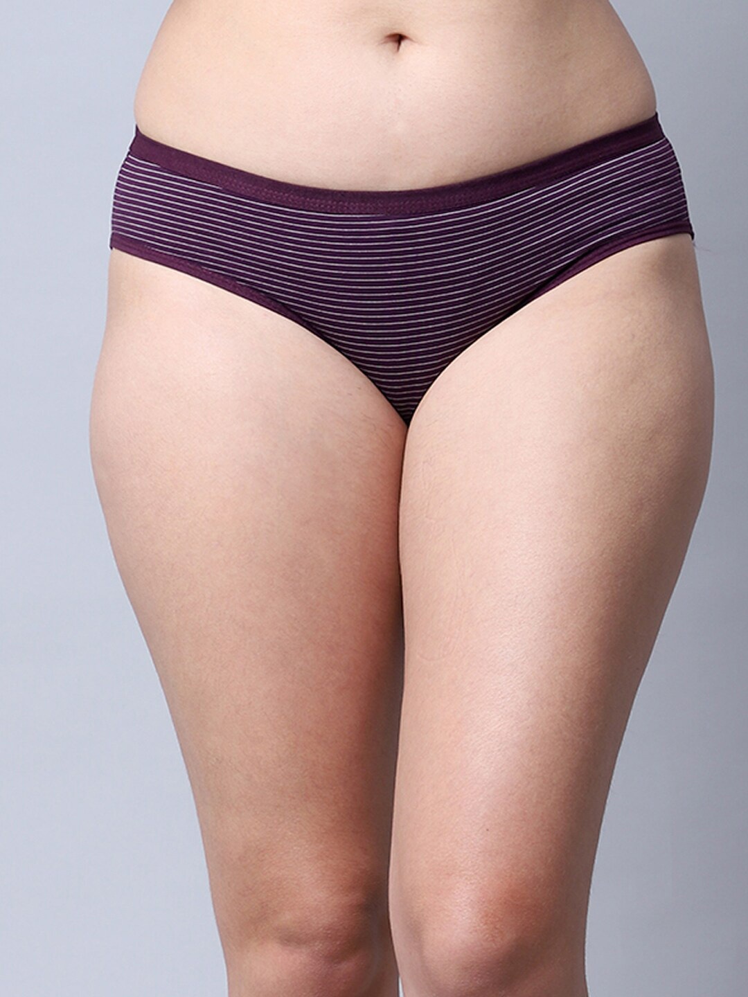 

Jinfo Women Striped Cotton Hipster Briefs LP25-16-S, Purple