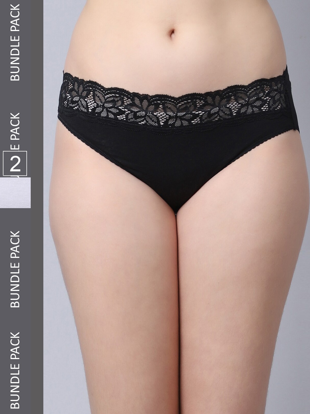 

Jinfo Women Pack Of 2 Hipster Briefs LP04-01-02-S, Black