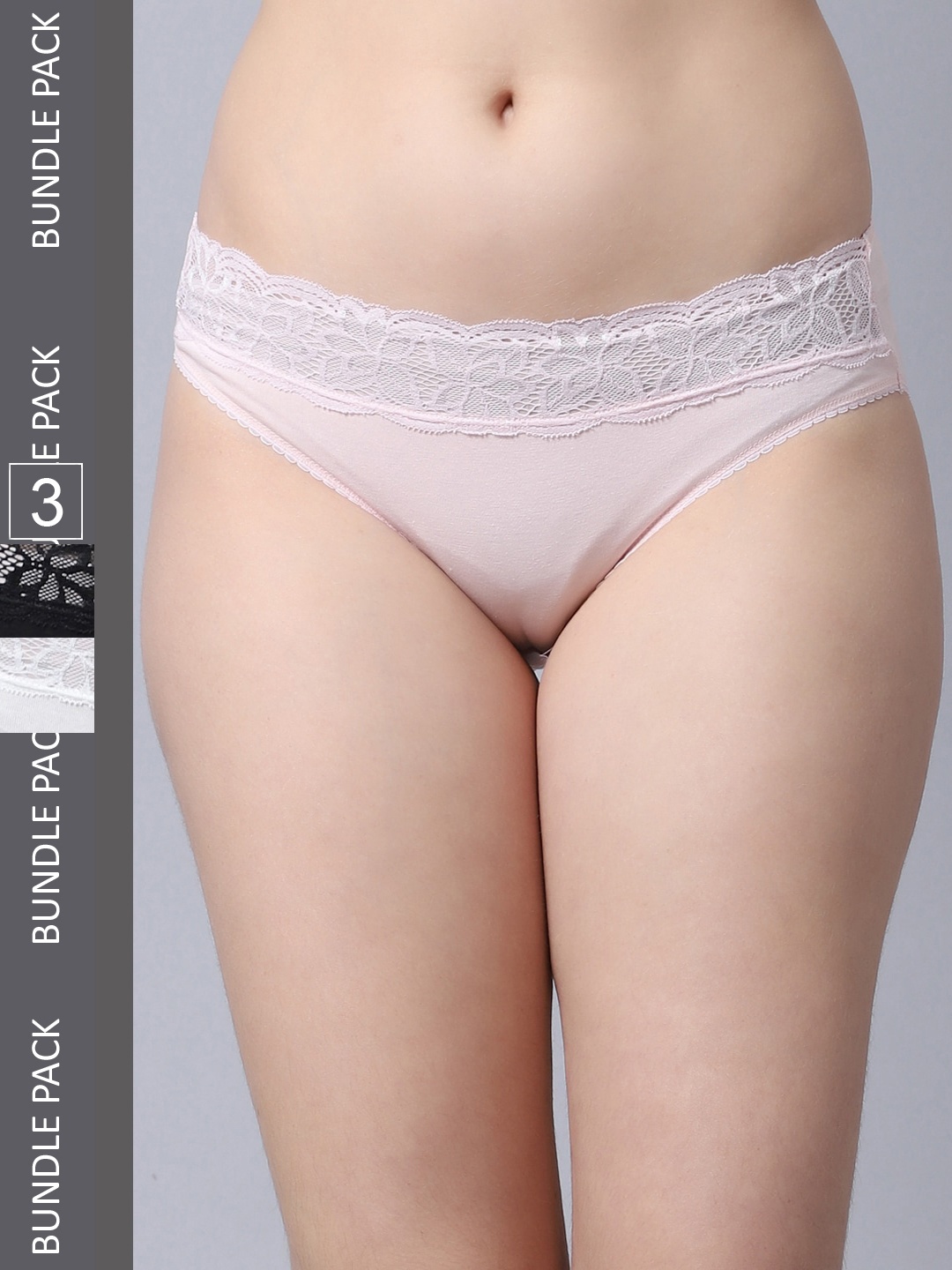 

Jinfo Women Pack Of 3 Cotton Lace Hipster Briefs LP04-01-10-32-S, Black