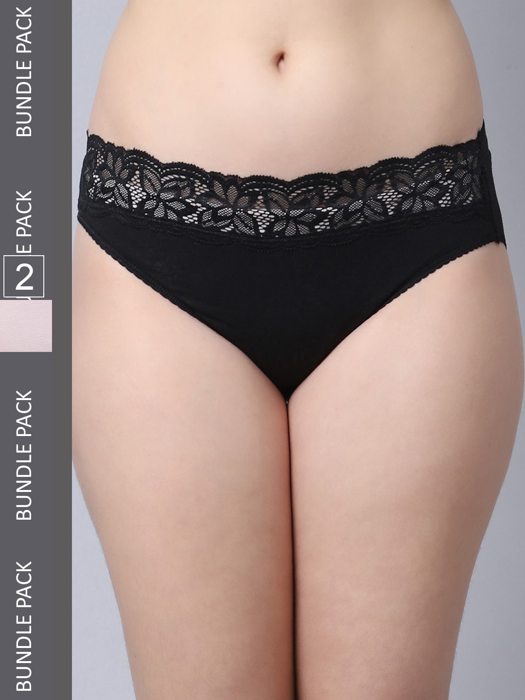 

Jinfo Women Pack Of 2 Hipster Briefs LP04-01-10-S, Black