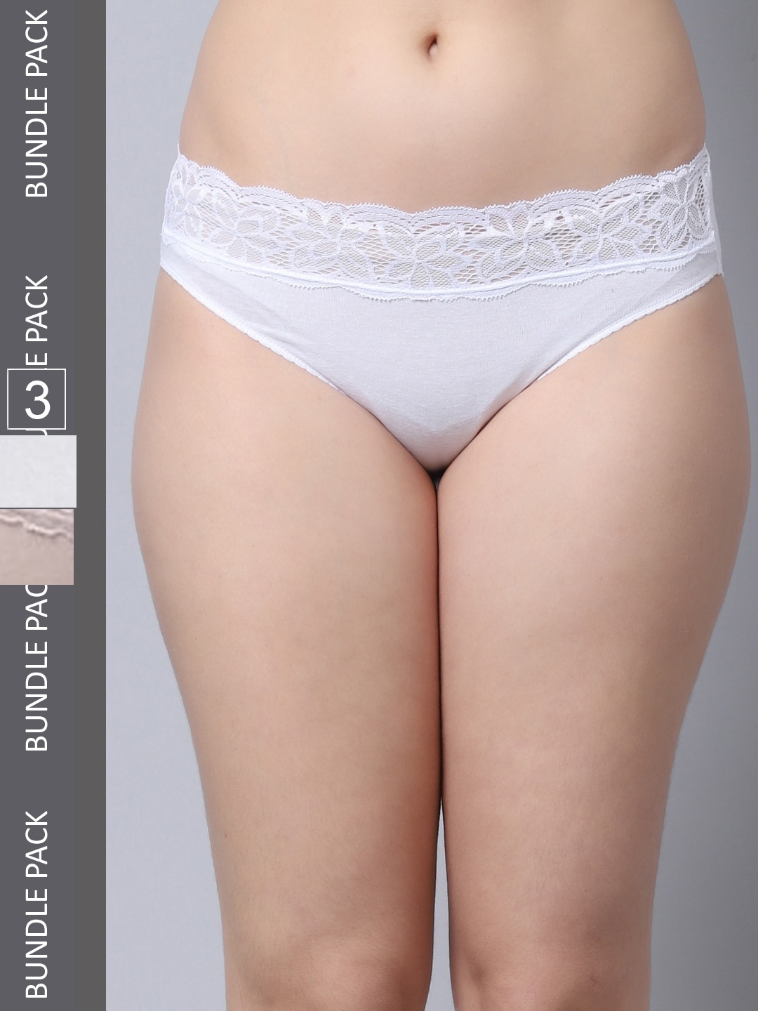 

Jinfo Women Pack Of 3 Striped Cotton Hipster Briefs LP04-02-09-32-S, White
