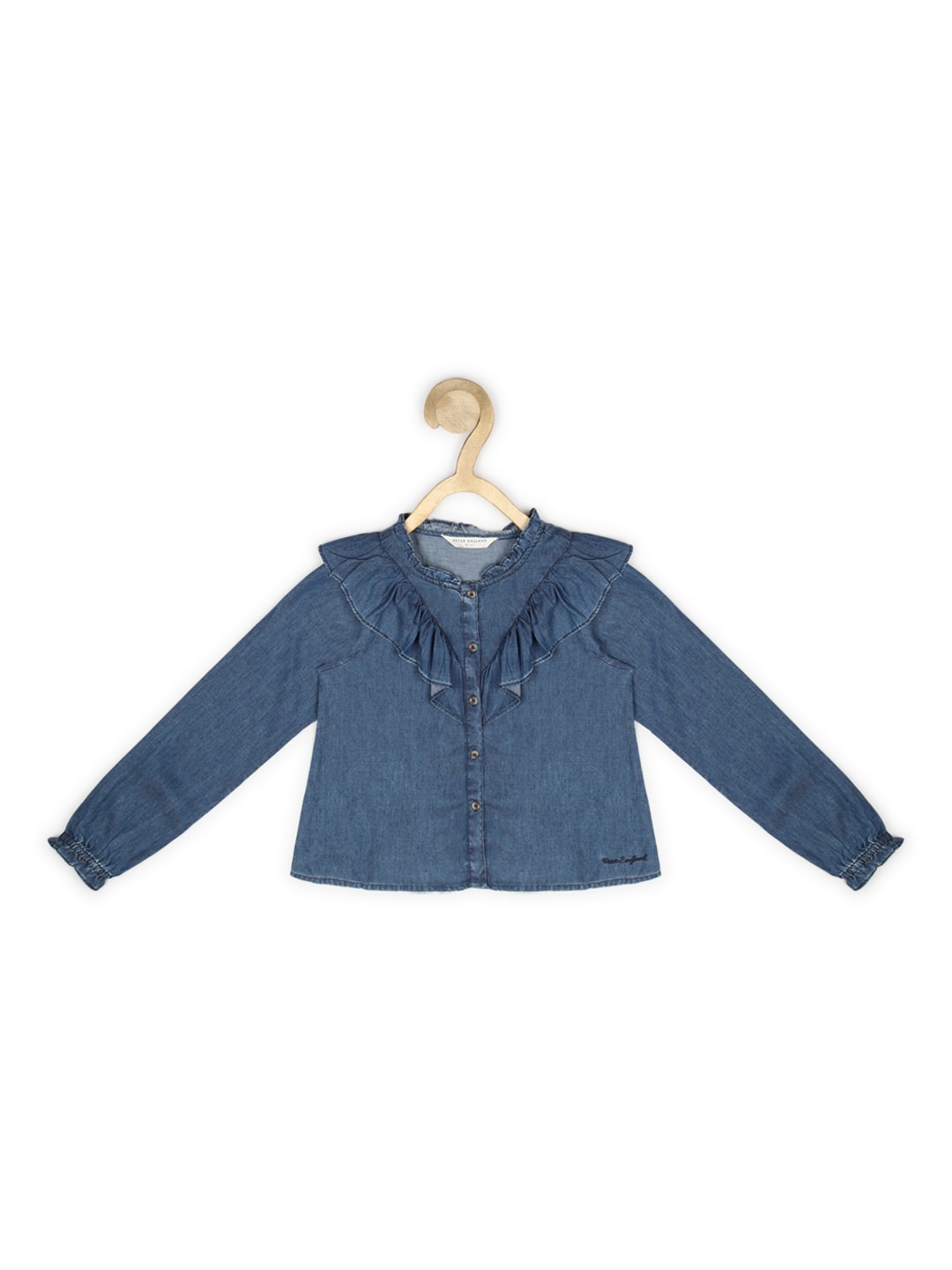 

Peter England Girls Tie-Up Neck Pure Cotton Shirt Style Top, Blue