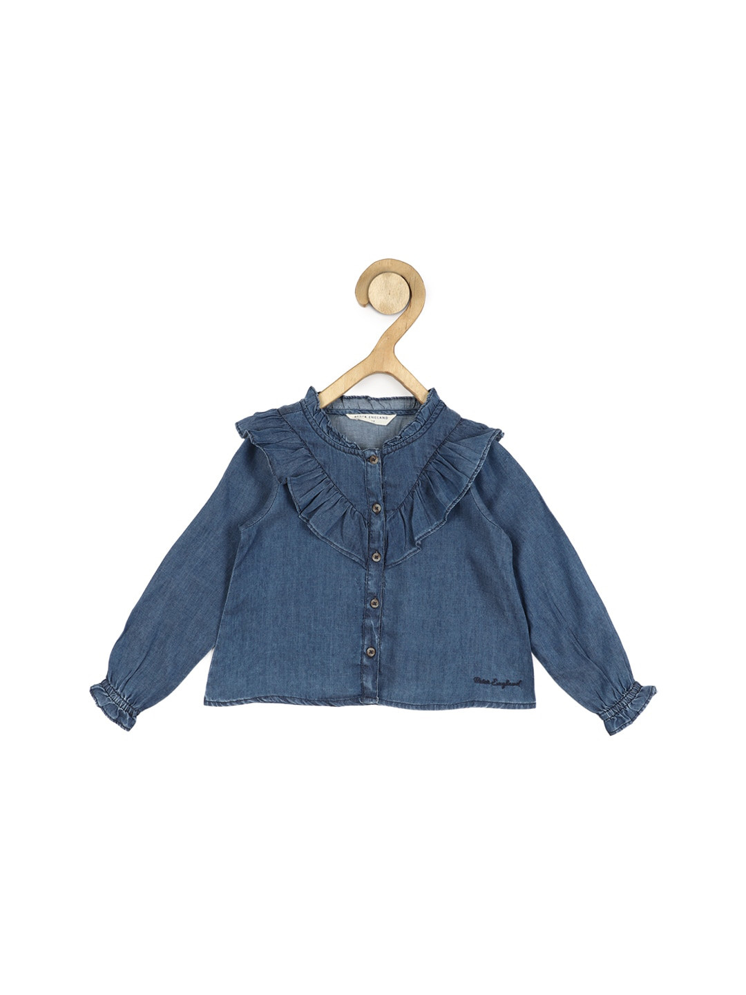 

Peter England Girls Mandarin Collar Pure Cotton Shirt Style Top, Navy blue