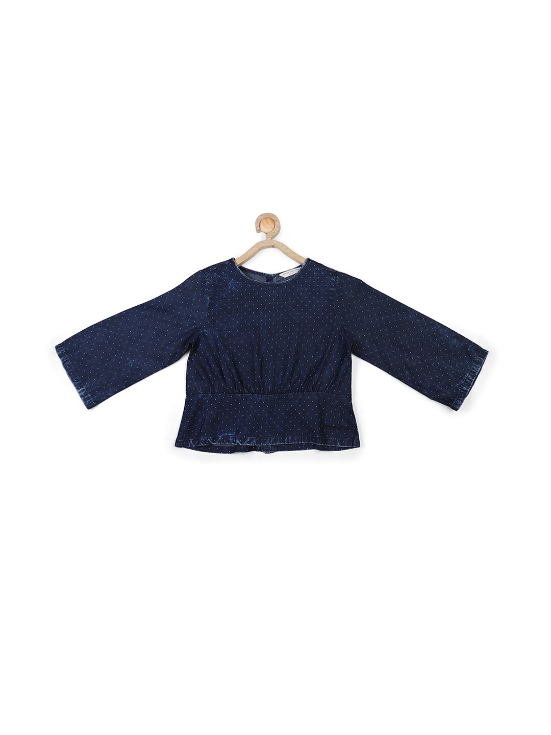 

Peter England Girls Pure Cotton Cinched Waist Top, Navy blue