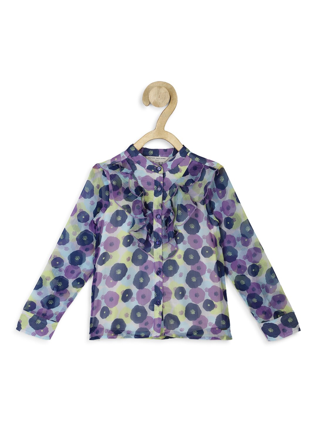 

Peter England Pure cotton Floral Print Ruffles Top, Purple