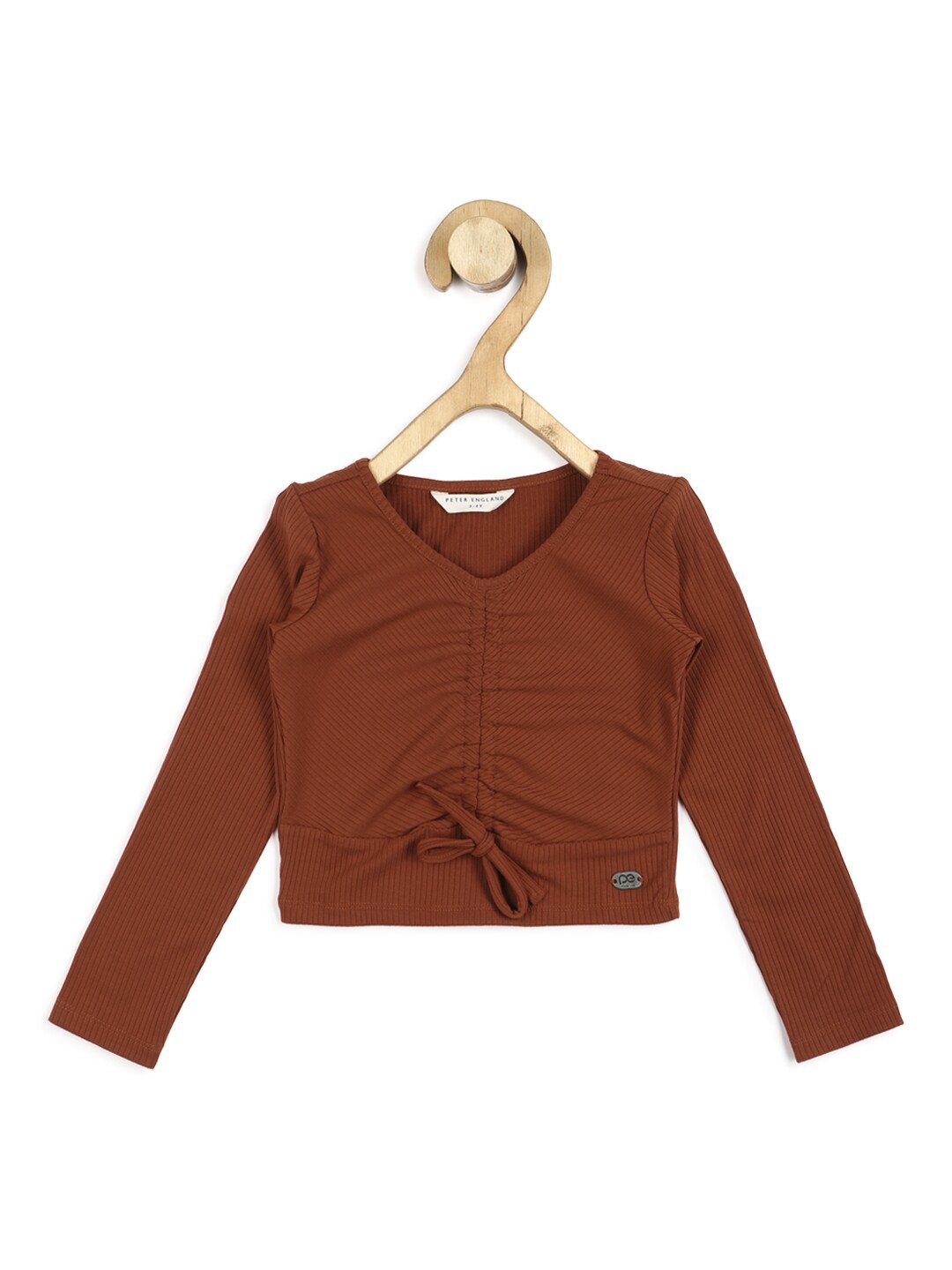 

Peter England Girls Ruffles Crop Top, Brown