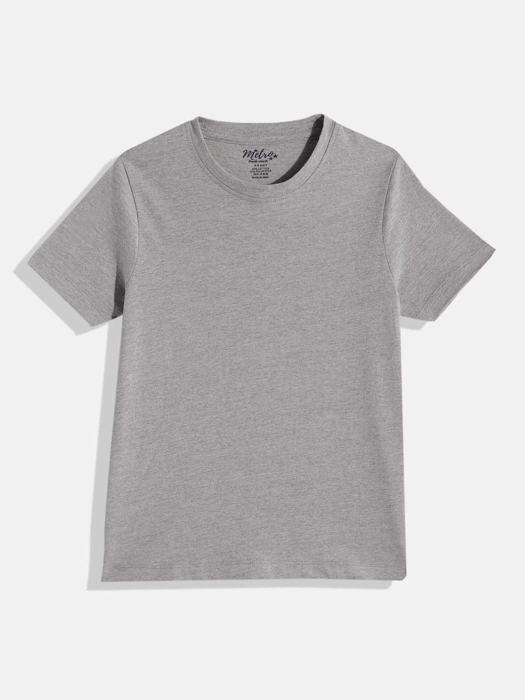 

METRO KIDS COMPANY Boys Cotton Slim Fit T-shirt, Grey