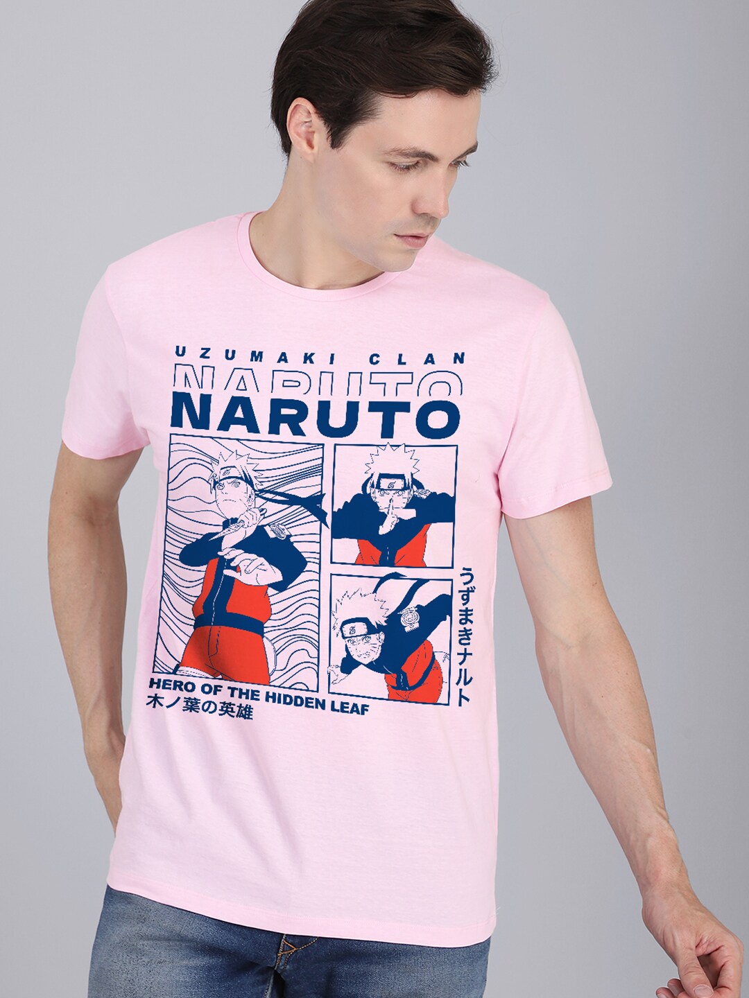 

Free Authority Men Naruto Pink Cotton Printed T-shirt, Purple